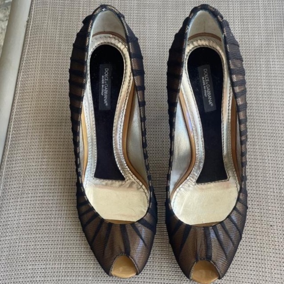 DOLCE & GABBANA Black Mesh Heels EUC - Picture 5 of 11